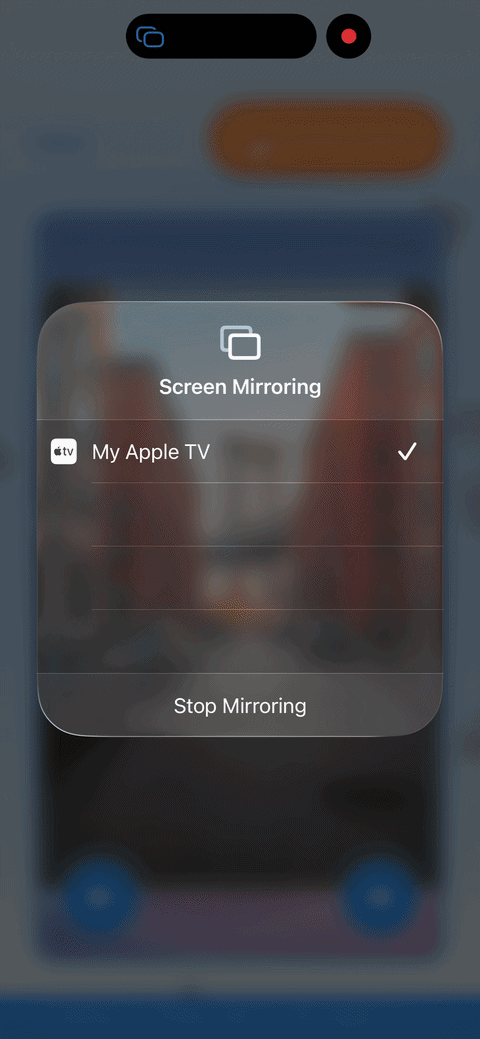 Close Control Center and return to Media TV Cast